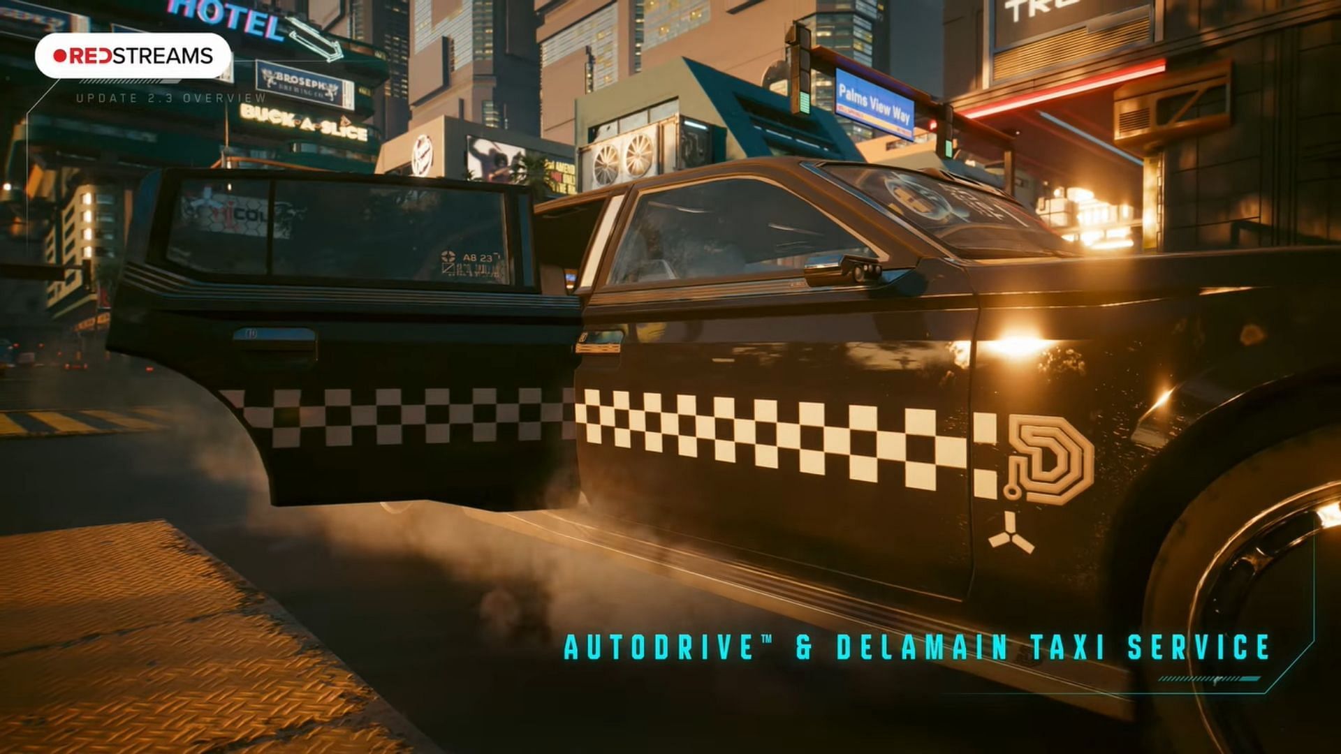 Delamain Cabs will be available for pick-up and drop-off (Image via CD Projekt Red)